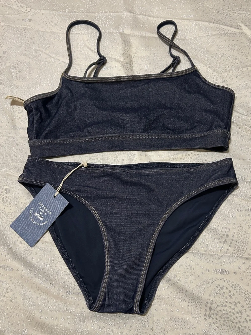 aerie A Match Made In DenimTwo-Piece Scoop Bikini Set